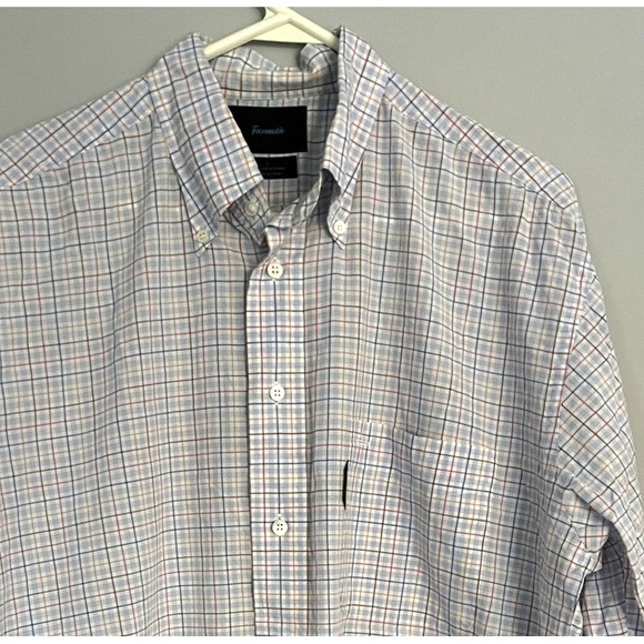 Faconnable Shirt Mens Large Plaid Button Down Classic Long Sleeve Pocket Dress - Picture 1 of 14